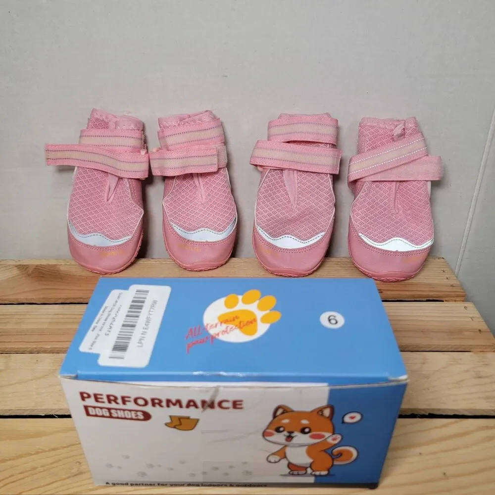 Qumy Pet Pink Performance Dog Shoes - Size 6